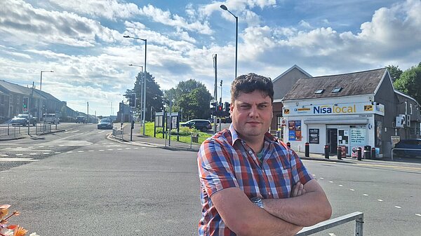 Community Cllr Matt Palmer outside CKs Post Office