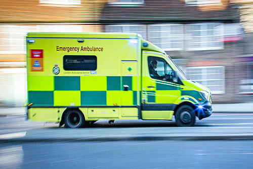 Ambulance traveling at high speed