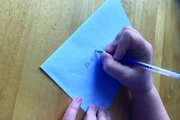 Handwriting a blue letter