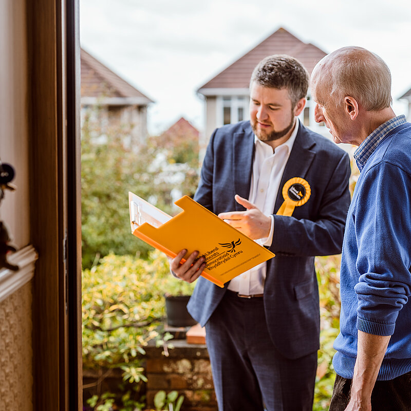 Candidate speaking on the doorstep