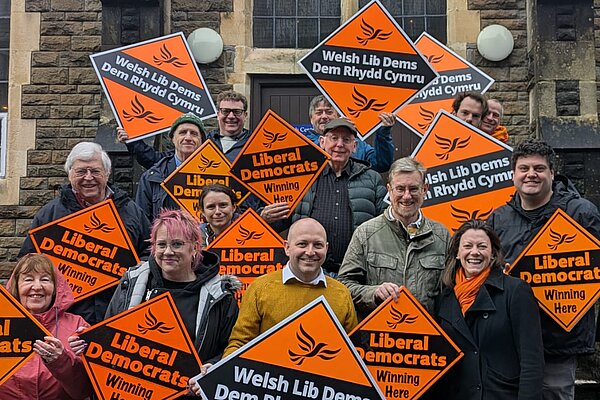 Sam and team campaigning with Lib Dem Diamonds