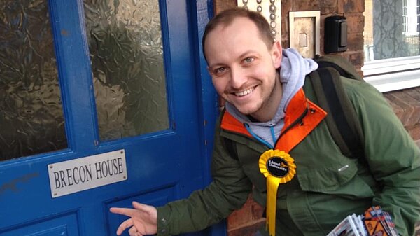 Sam on the doorstep