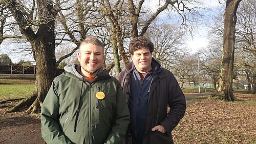 Matt with a Lib Dem Campaigner
